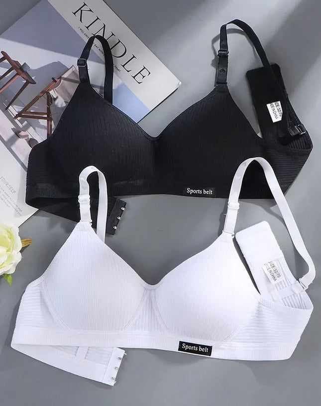 Cotton Women's AB Cup Bra Underwear Wireless Gathering Comfortable V-Bra Women's Upward Push Underwear