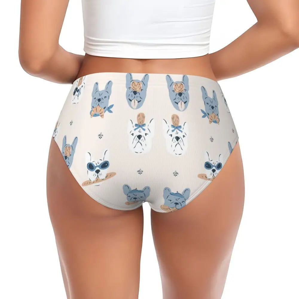 Custom Womens French Bulldog Christmas Santa Claus Brief Panties Female Stretch Underwear Underpants