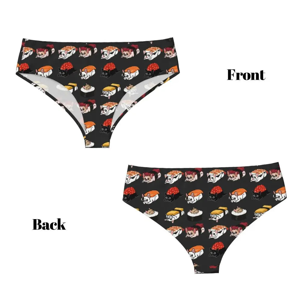 Custom Womens French Bulldog Christmas Santa Claus Brief Panties Female Stretch Underwear Underpants
