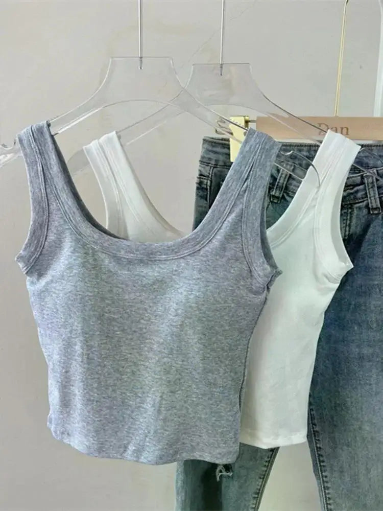 Women's Vest One-Piece No Steel Ring Cotton Chest Pad Wide Shoulder Sports Yoga Vest Underwear Black White Bra Tank Top Women