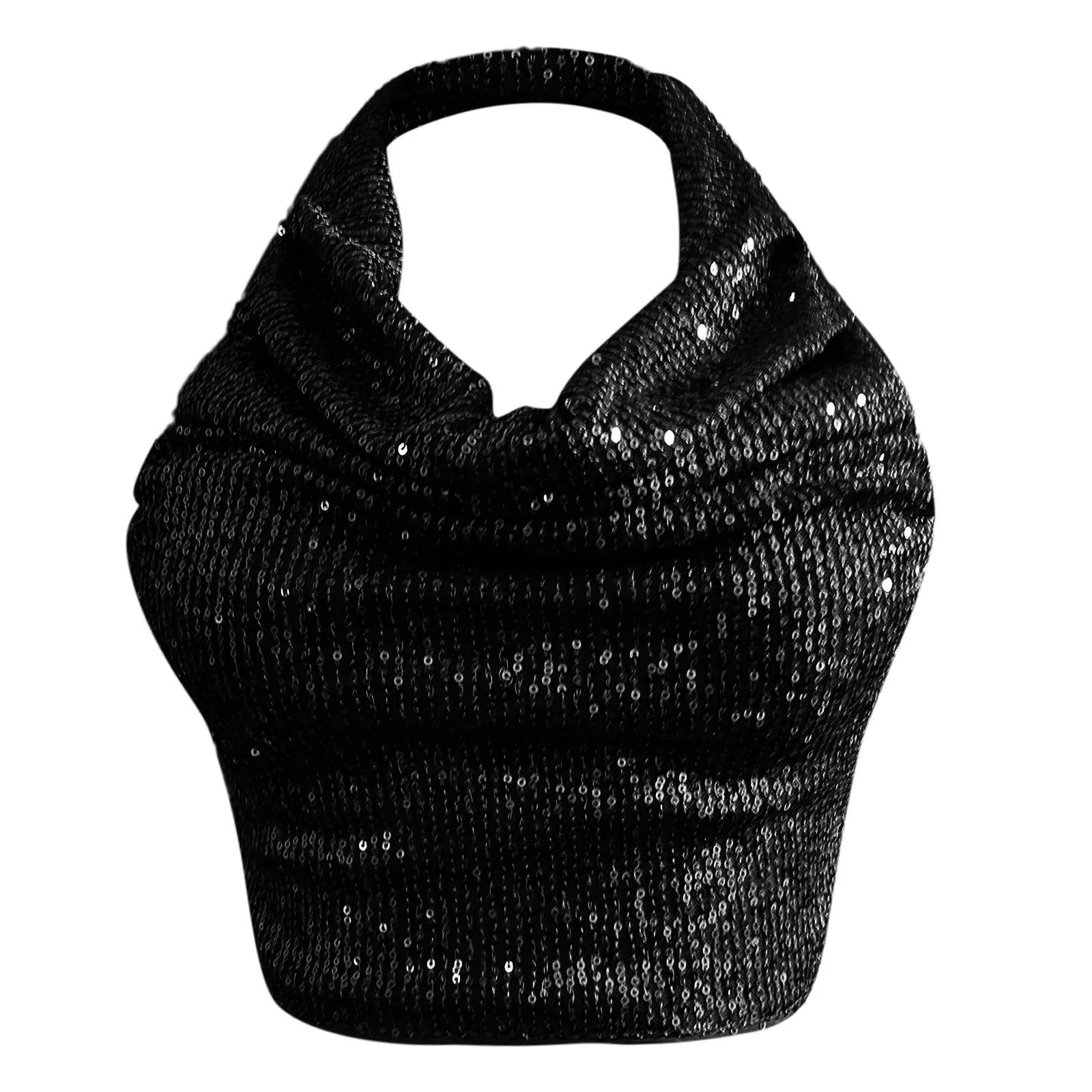 Summer Women'S Tanks Women Fashion Solid Sequin Hanging Neck Vest Round Neck Tank Vest Shirt Crop Top Tanques De Mujer