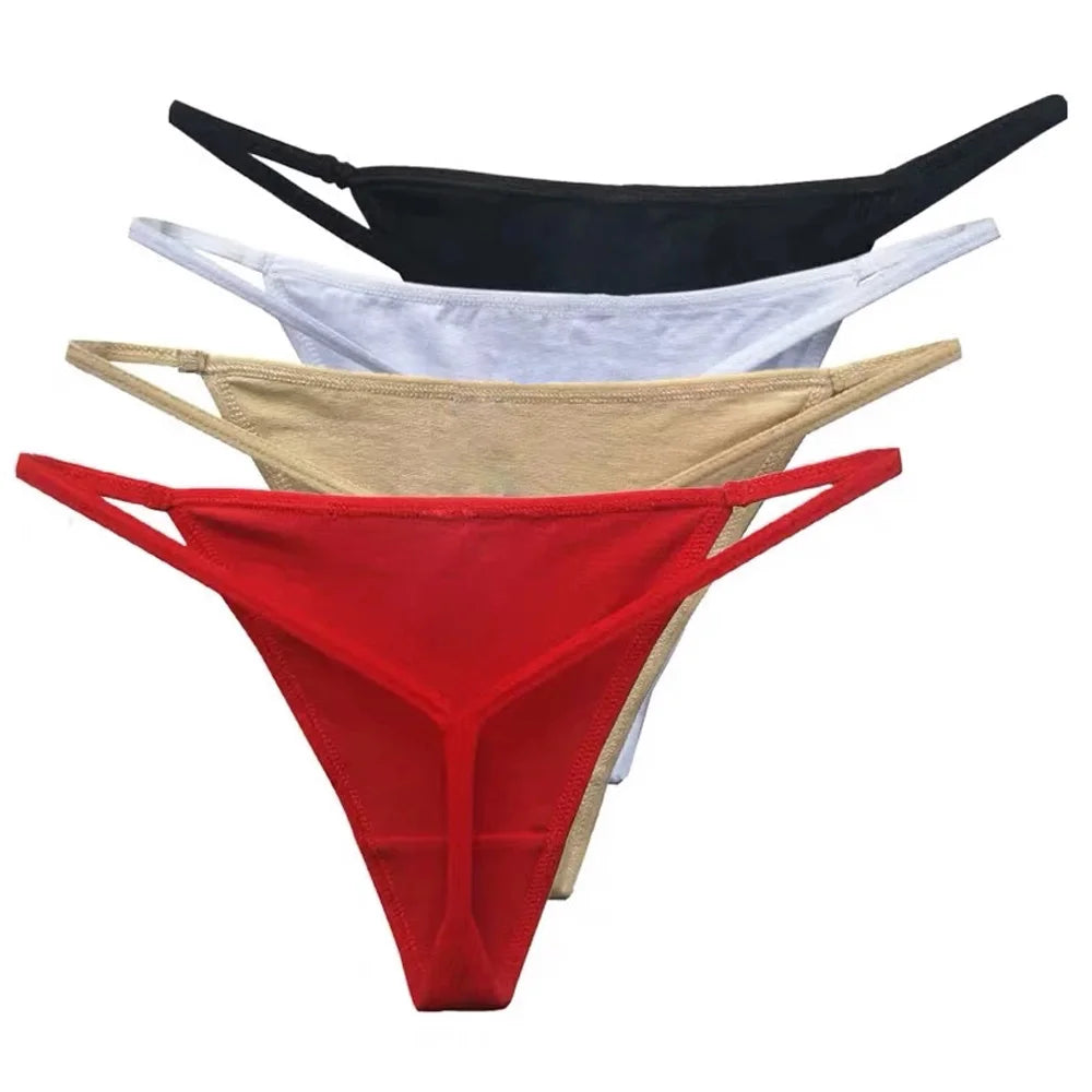 Sexy Low Rise Thin Strappy Bikini Thongs V Strings Cotton Panties Underwear