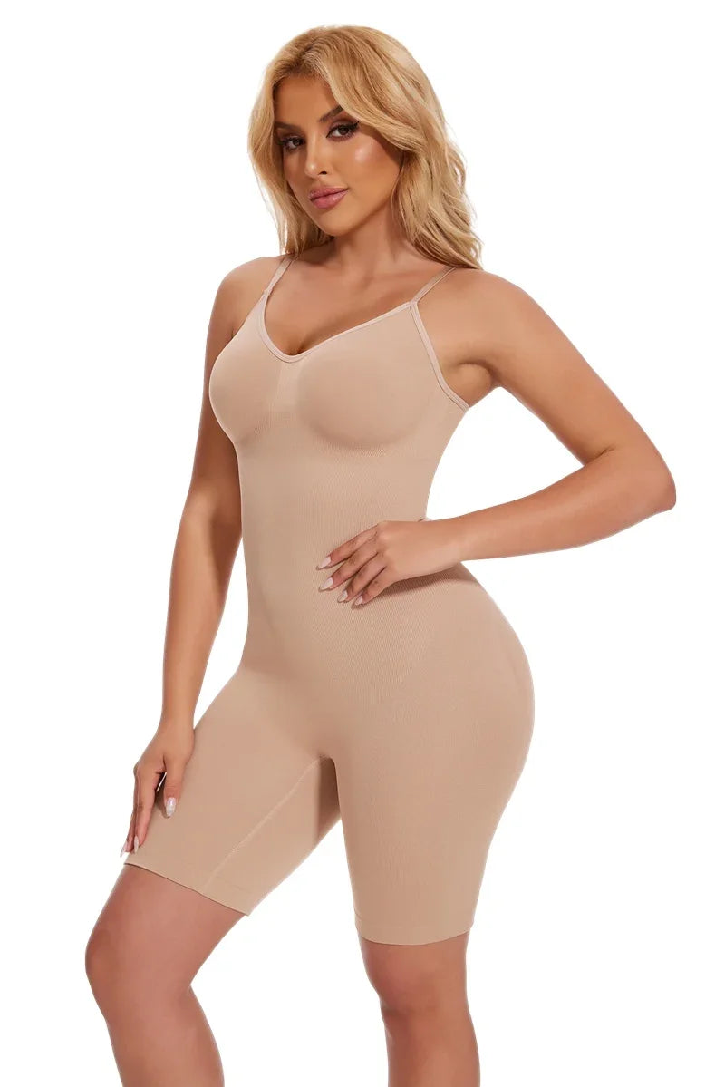 Seamless Tank Bodysuit Shapewear – Full-Body Slimming with Tummy Control, Anti-Chafing Shorts & Butt Lifter Waist Trainer