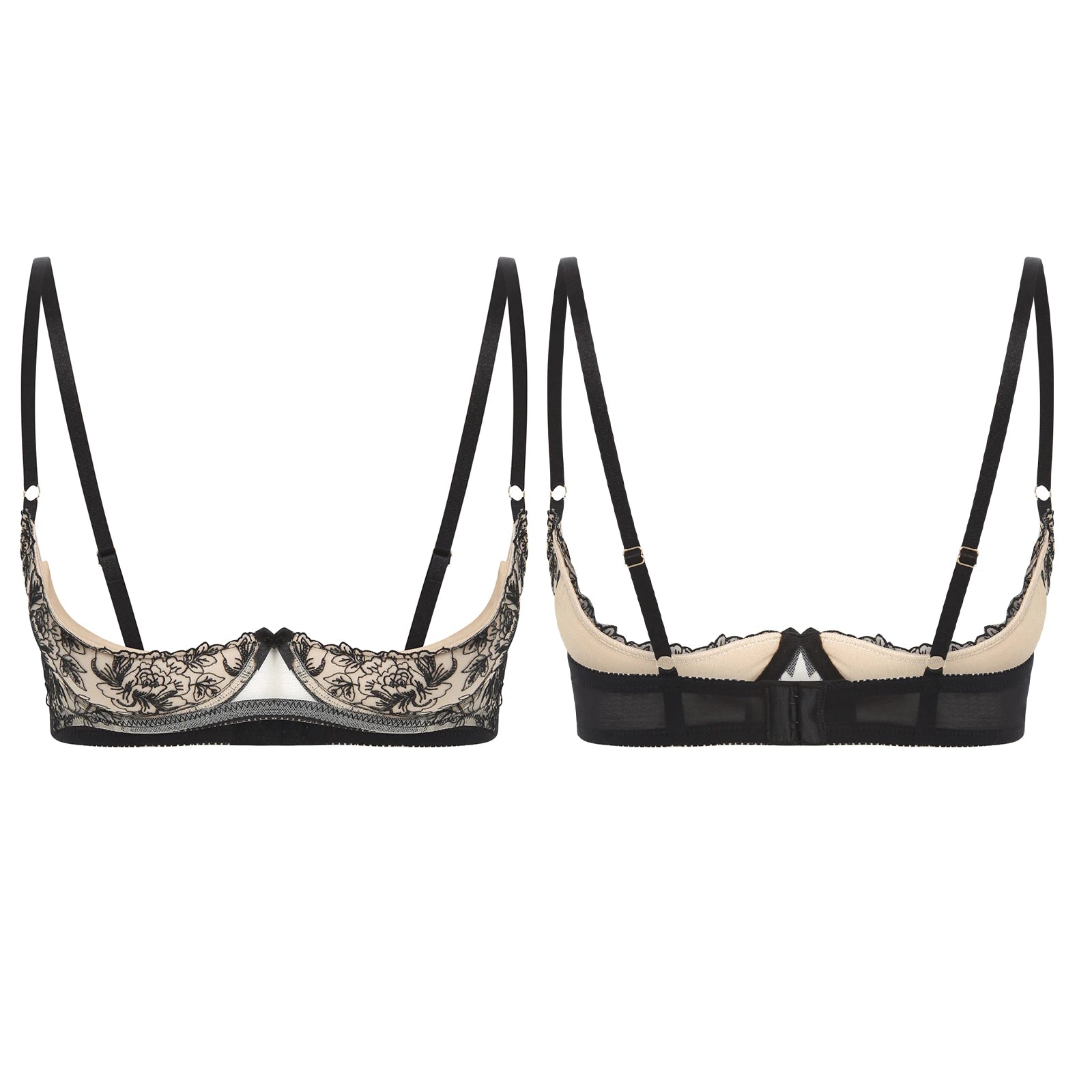 Women Sexy Low Cut Embroidery Push Up Bra