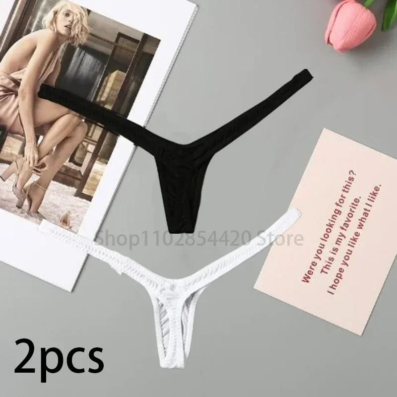 2/4pcs New Deep V Thong Women's Breathable  Line Sexy Hot Waist Mini Panties Bikini Bottom Thongs Female Panty Women Underwear