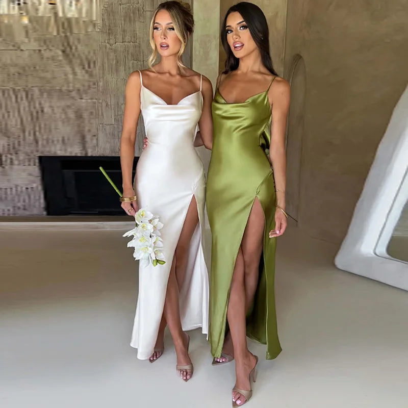 Summer Backless Slim Fit Slit Suspender Dress