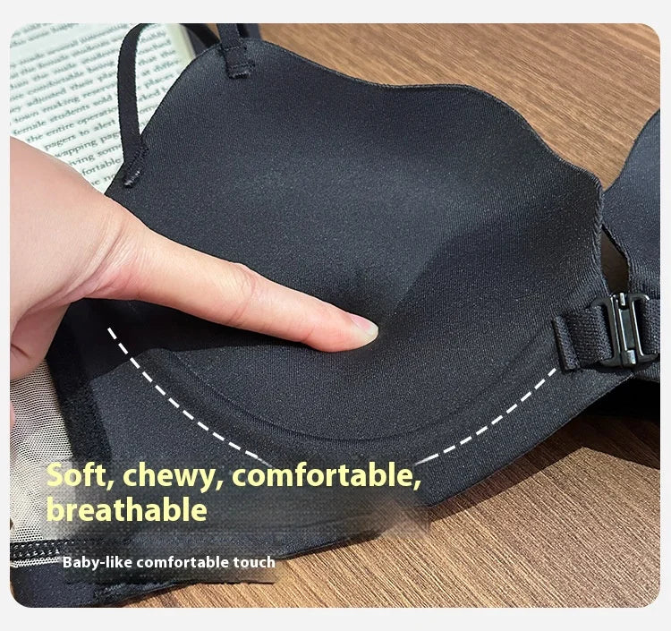 New Front Buckle Beautiful Back Underwear Women's Small Breasts Gathered Integrated Non-wired Breathable Non-marking Bra