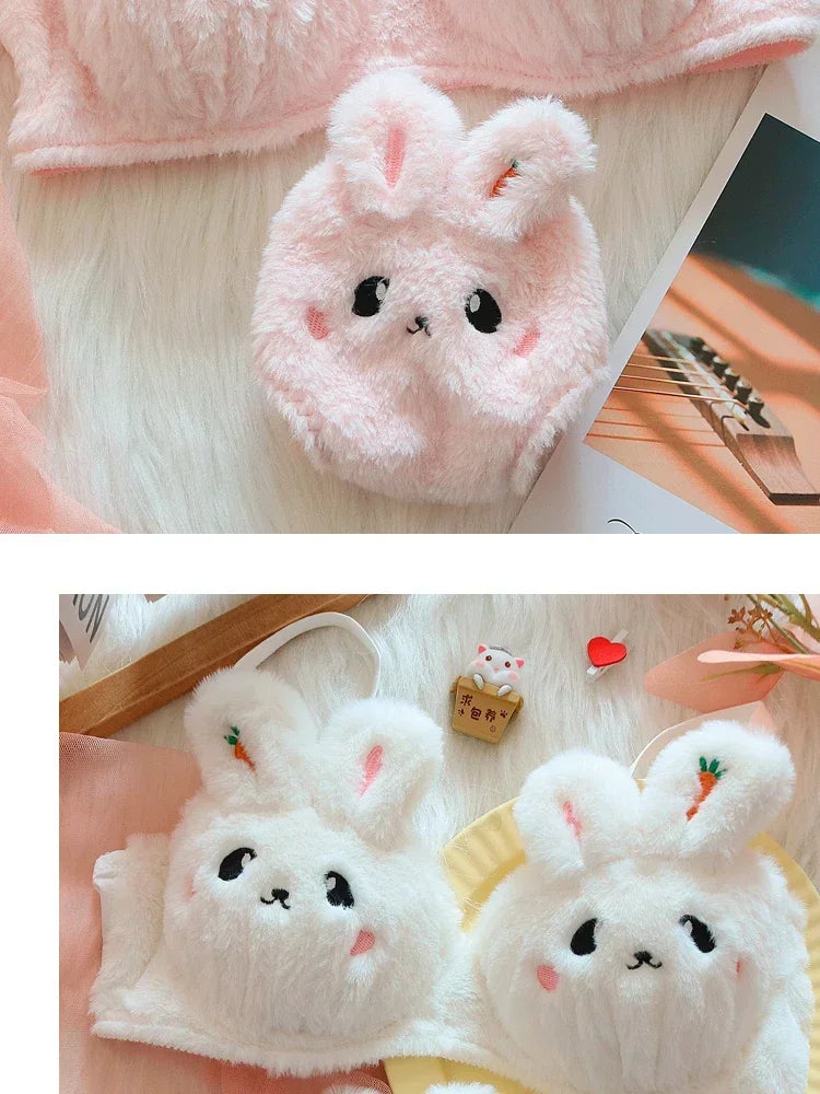 A New Plush Lingerie for Girls, A Cute Japanese-style Bra with A Rabbit and No Steel Hoop
