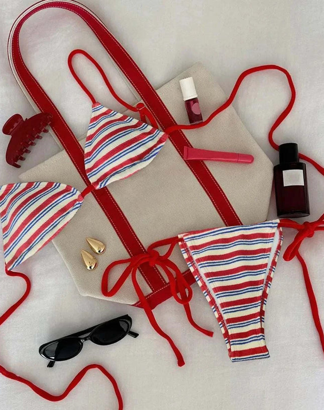 Women's Sexy Push-Up Two-Piece Swimsuit 2025 Bathing Suit Micro Beachwear Stripe Bikini Set Swimwear Trendy купальник женский