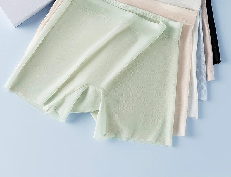 3PCS Ice Silk Ultra-Thin High Waist Boxer Briefs – Seamless Quick-Drying Plus Size Panties for Women