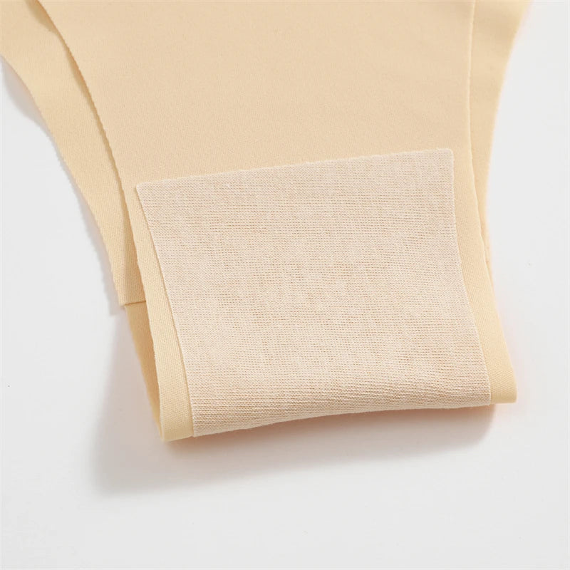 FINETOO 3Pcs Ultra-thin Seamless Silk Underwear Women's Panties Sexy Low-Waist Stretch Bikini Solid Color Briefs Lingerie XS-XXL