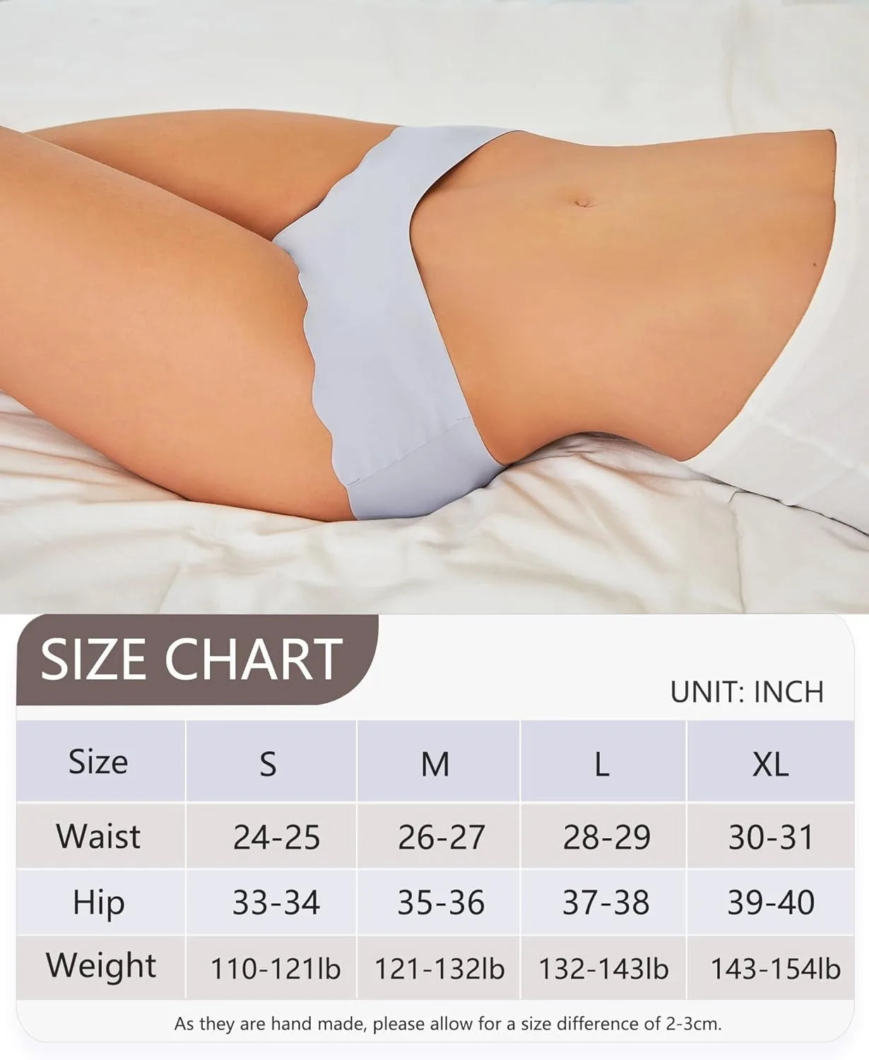 THE SEA Seamless Underwear for Women Cheeky Low Rise Scalloped Edge Hipster No Show Bikini Panties S-XL
