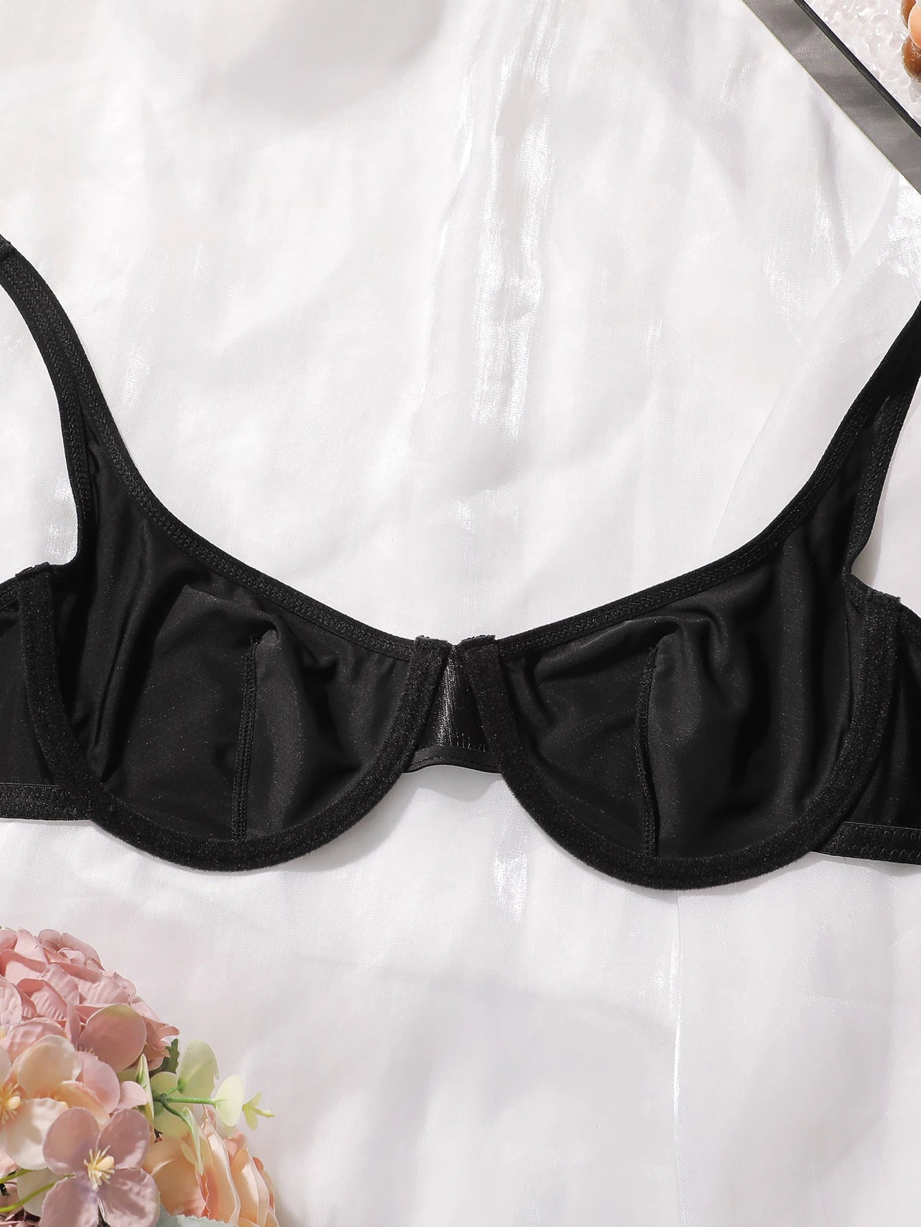 Women's sexy solid color fabric soft underwear set with steel ring gathering push up comfortable close fitting bra set MR2938