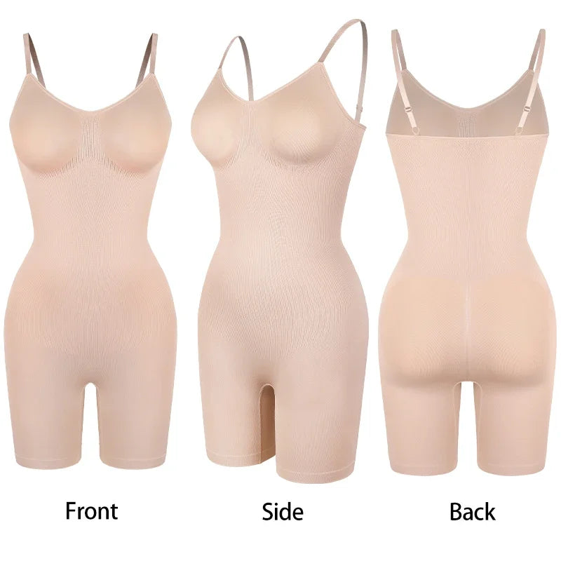 Seamless Tank Bodysuit Shapewear – Full-Body Slimming with Tummy Control, Anti-Chafing Shorts & Butt Lifter Waist Trainer