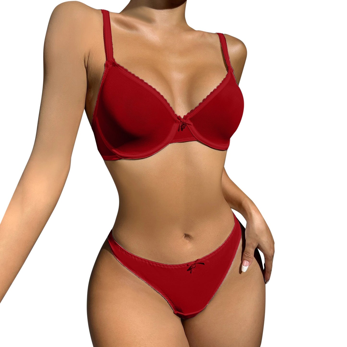 Secret Sexy Lingerie sets women sensual solid color red Bra Set Women Underwear Set Fashion Ladies Bralette Bra+Panties Set
