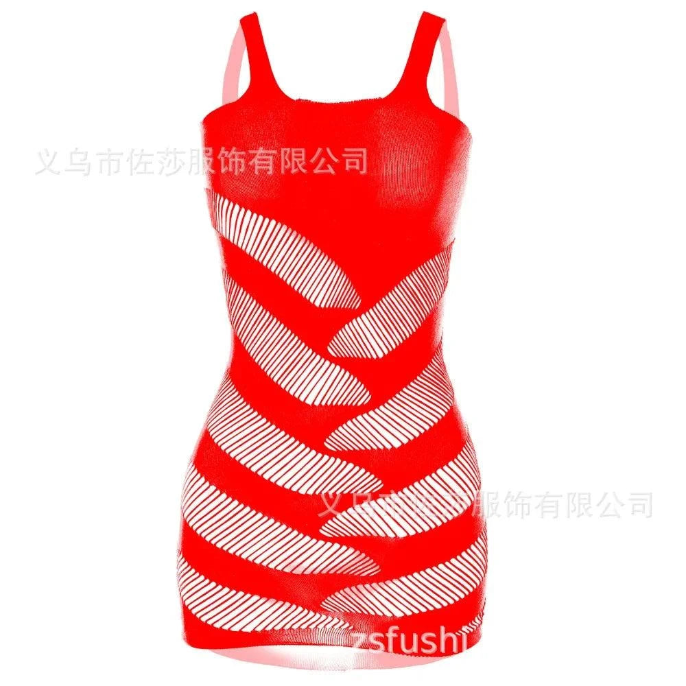 Sexy Womens Club Bodycon Dress Scoop Neck Wide Shoulder Strap Hollow Out Babydoll Mini Dresses Lingerie Nightdress Nightwear