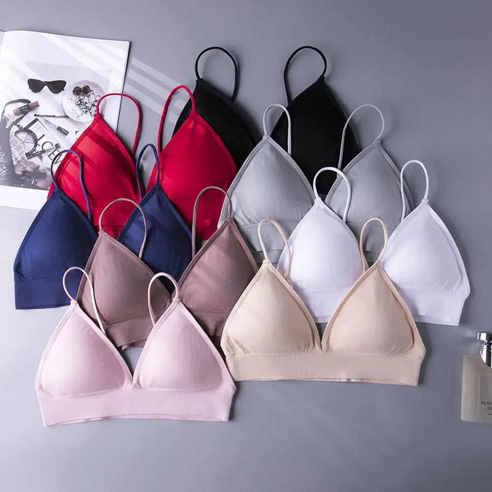Thin Boneless Push Up Seamless Deep V  Bralettes Women Crop Top Fitness Yoga Top Sports Bra