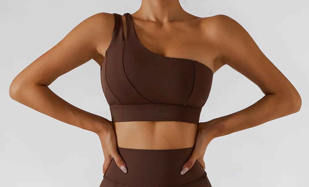 One-Shoulder Push-Up High-Impact Sports Bra – Sexy Gym & Running Vest