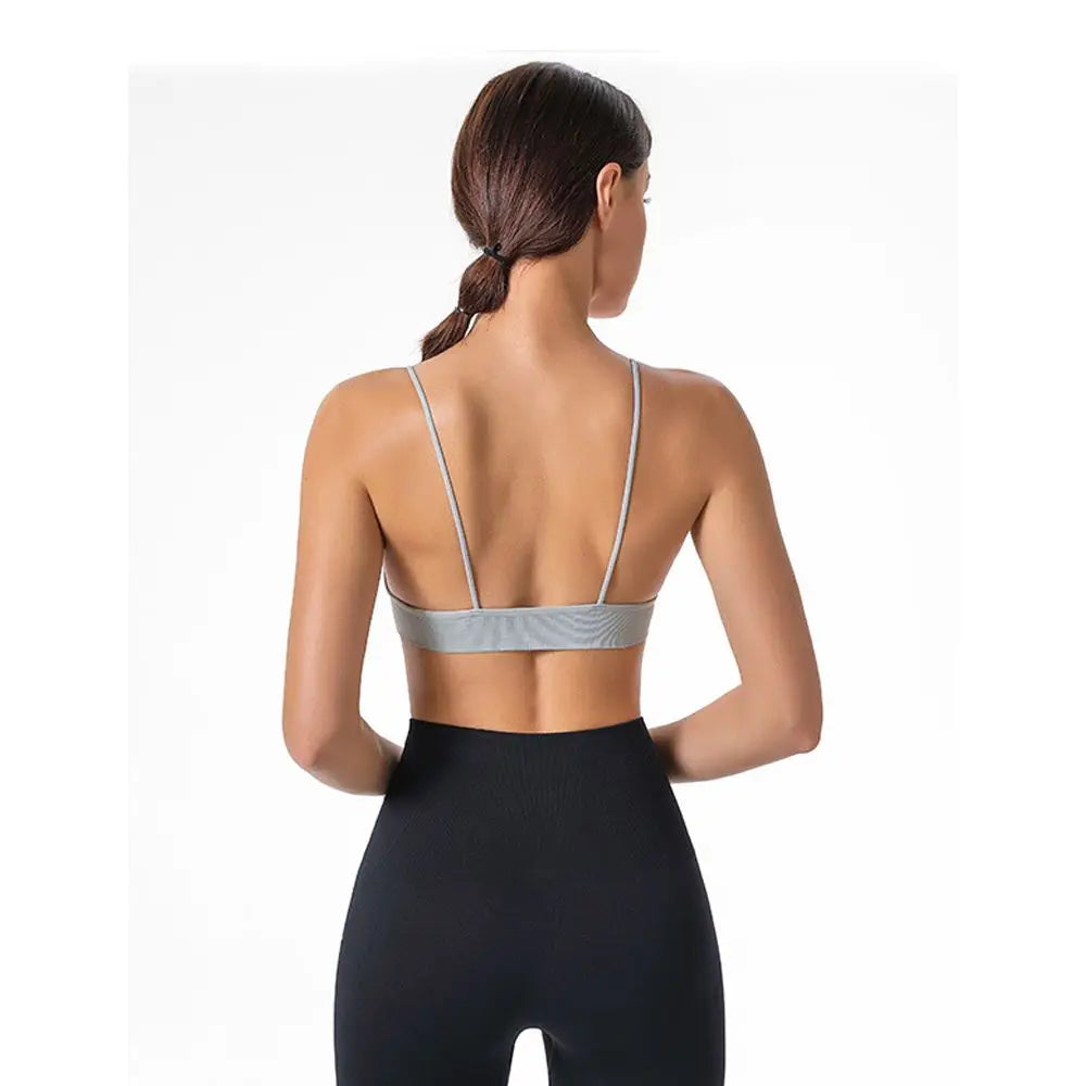 Thin Boneless Push Up Seamless Deep V  Bralettes Women Crop Top Fitness Yoga Top Sports Bra