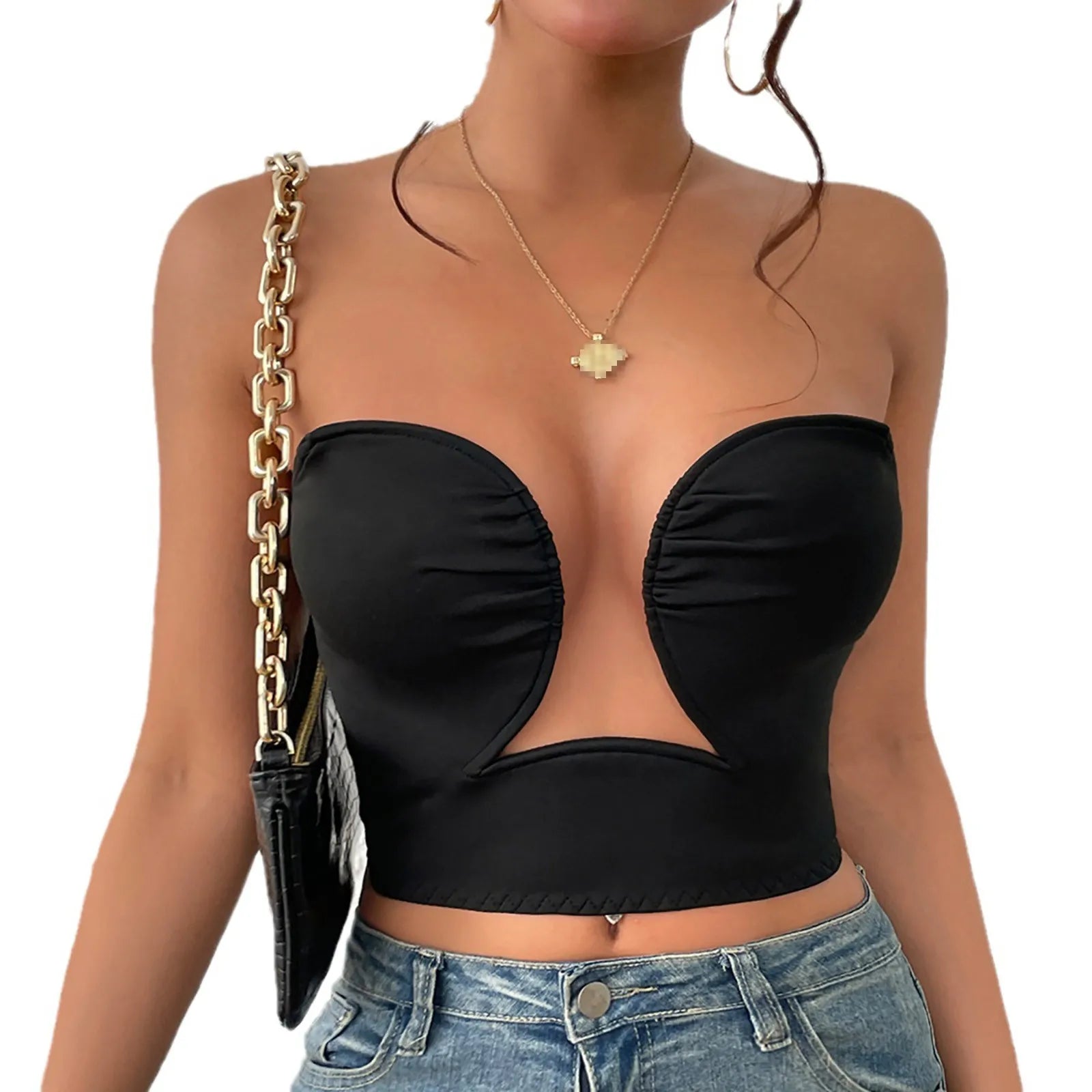 Strapless U-Shaped Invisible Adhesive Plunge Bra Women Reusable Strapless Backless Breast Lifting Push Up Dress Underwear