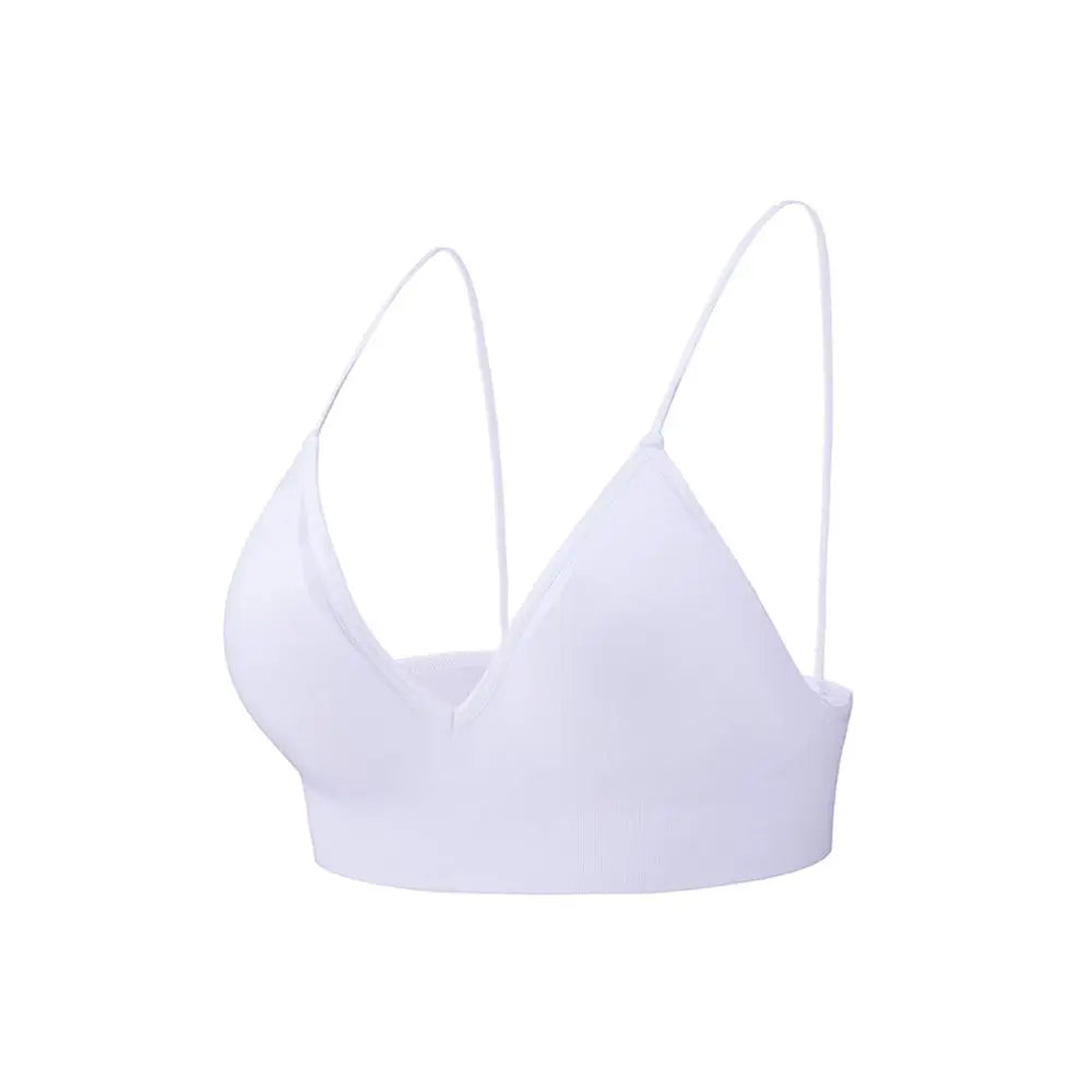 Thin Boneless Push Up Seamless Deep V  Bralettes Women Crop Top Fitness Yoga Top Sports Bra