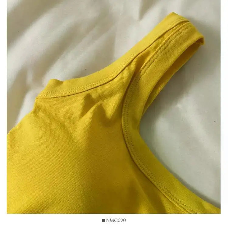 Women's Vest One-Piece No Steel Ring Cotton Chest Pad Wide Shoulder Sports Yoga Vest Underwear Black White Bra Tank Top Women