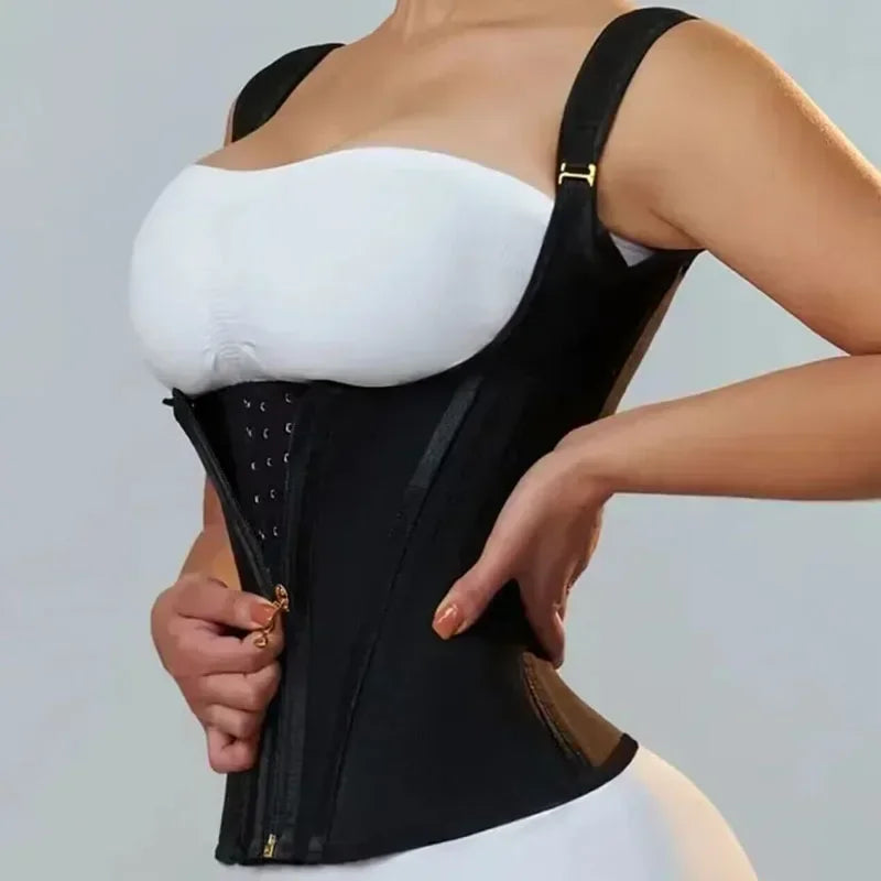 Colombian Double-Compression Shapewear Vest – Adjustable Zipper & Hook-and-Eye Waist Trainer Corset