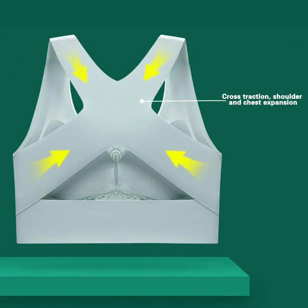 Front-Closure Wireless Posture Support Sports Bra – Breathable Cross-Back Comfort Underwear