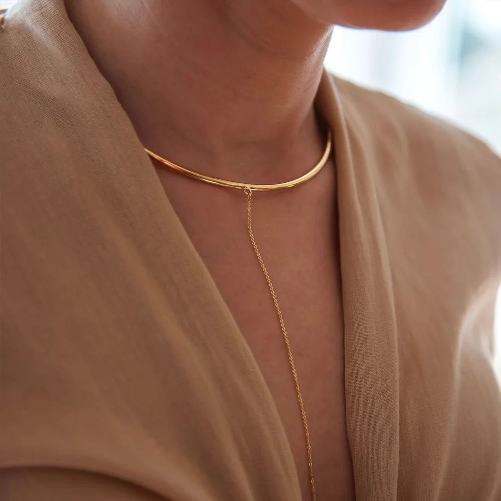 Stonefans Sexy Choker Body Chain Harness Collar Jewelry for Women Simple Metal Chain Body Necklace Bikini Decor Accessories