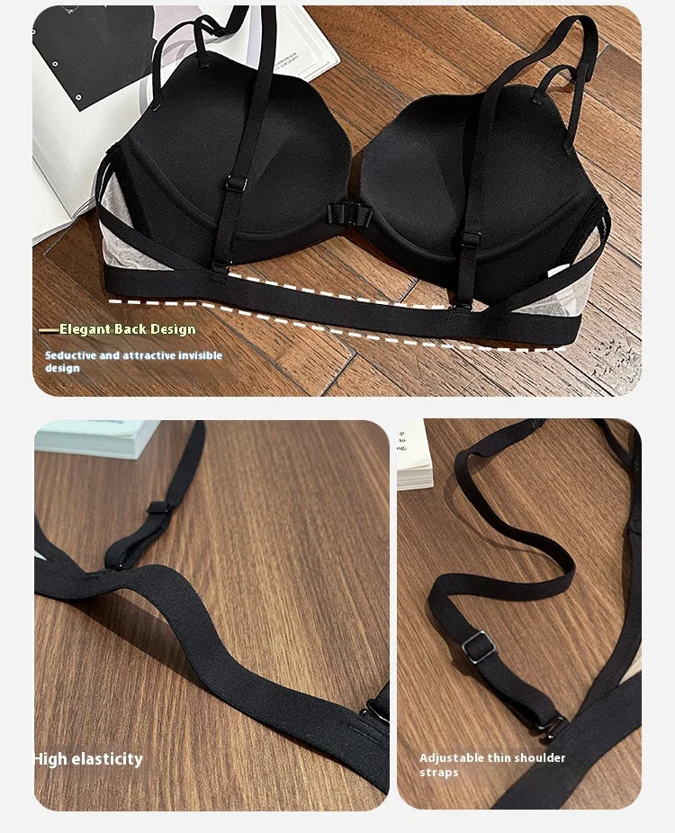 New Front Buckle Beautiful Back Underwear Women's Small Breasts Gathered Integrated Non-wired Breathable Non-marking Bra