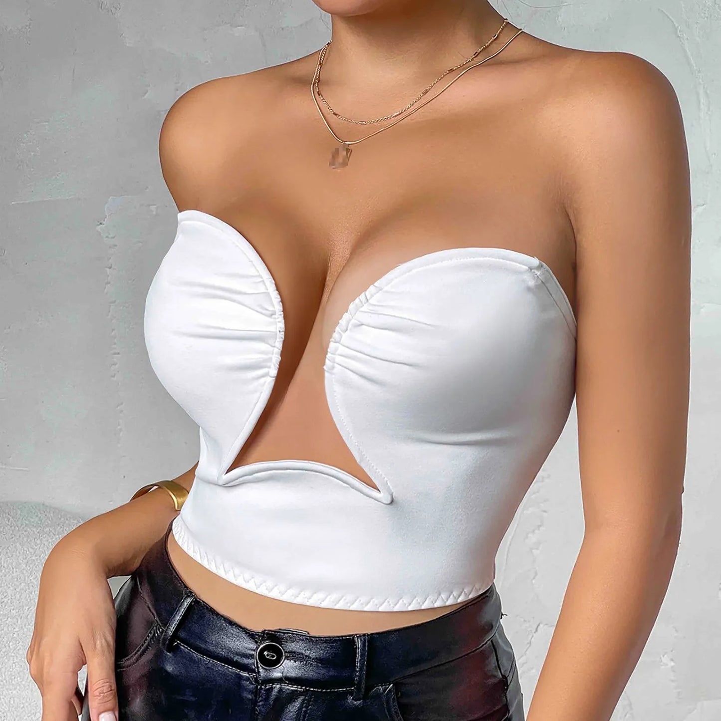Strapless U-Shaped Invisible Adhesive Plunge Bra Women Reusable Strapless Backless Breast Lifting Push Up Dress Underwear