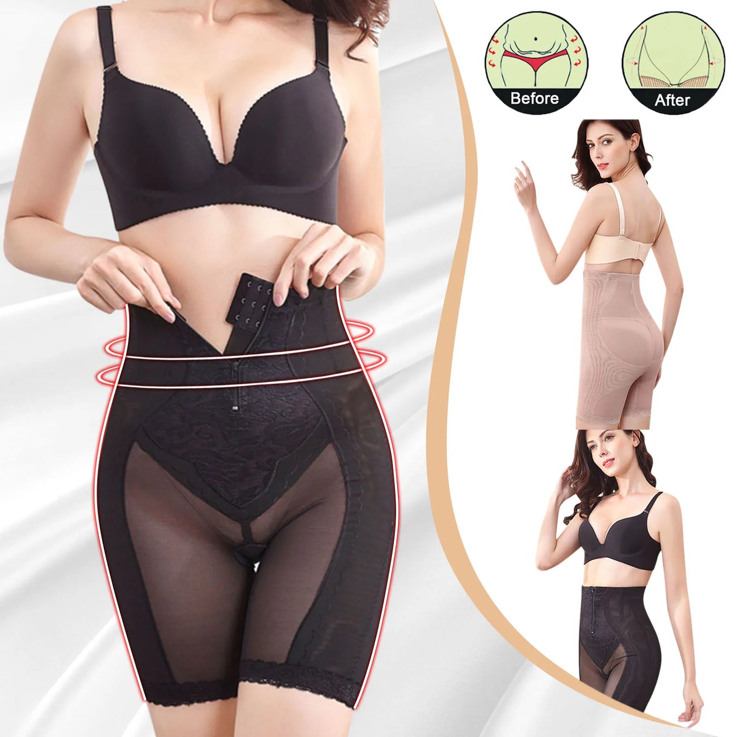 Seamless High Waist Tummy Control Shapewear Panties – Lady Trainer Briefs for Women (Plus Size, Solid Color)