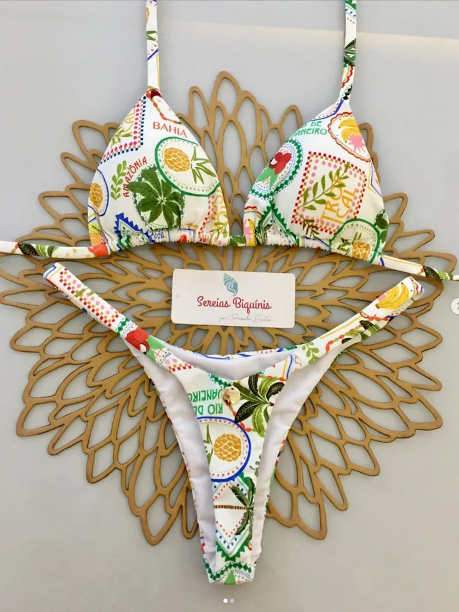 Micro Bikinis 2025 Women Swimsuit New Sexy Swimwear Halter Bikini Set Brazilian Biquini Female Thong Beachwear Party Wear