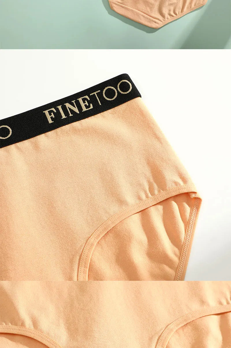 5Pcs/Set Women's Cotton High Waist Briefs Seamless Plus Size Panties Breathable Stretch Underwears Female Soft Lingerie Finetoo