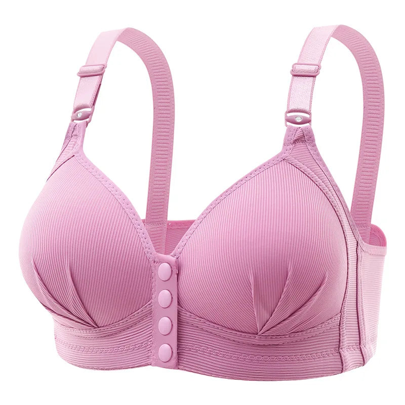 Plus-Size Front-Closure Push-Up Bra for Mature Women – Adjustable Thin Cups, Breathable Comfort Underwear