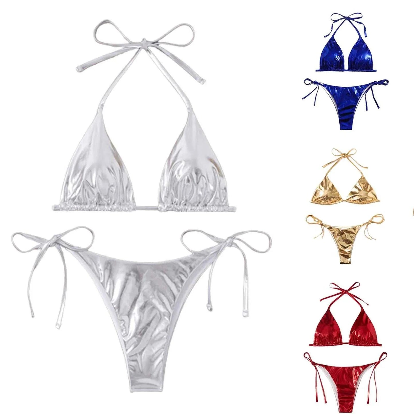 2023 New Mini Swimsuit Biquini Sexy Split Bikini Two Piece Swimsuit Looks Thin Sexy Swimsuit Set Triangle Cup Swimming Beachwear