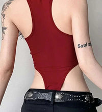 Solid Red Mesh Corset Bodysuit