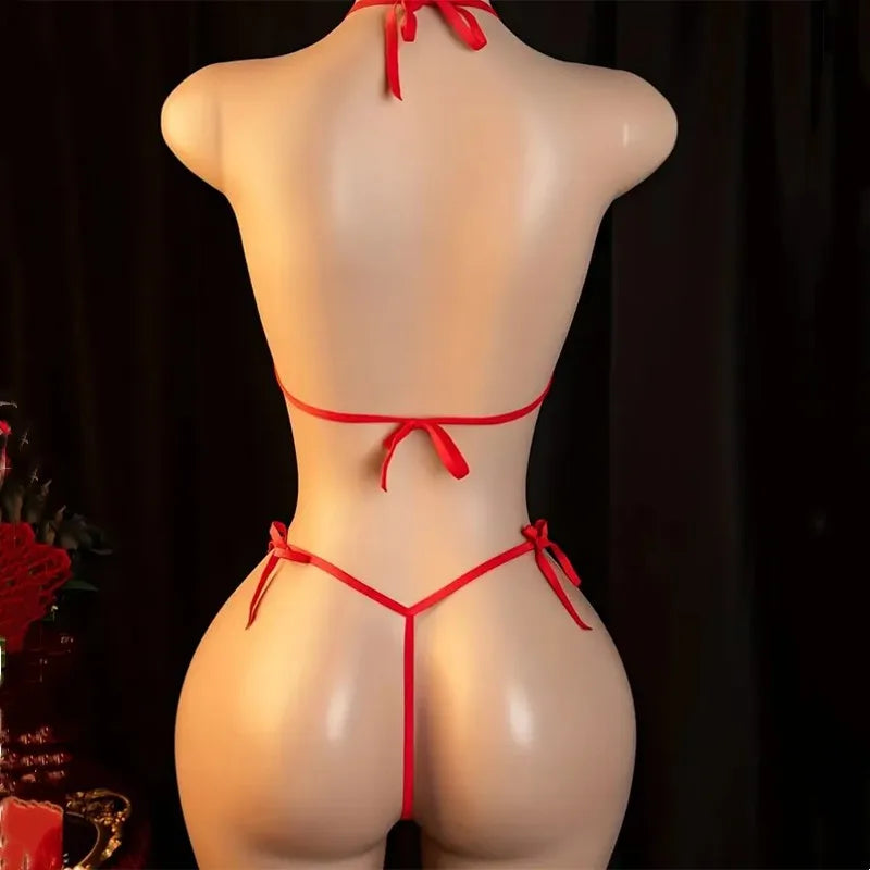 Tie-Front Lace Non-Padded Bra & Panty Set – Sexy Summer BDSM Lingerie (S–2XL)