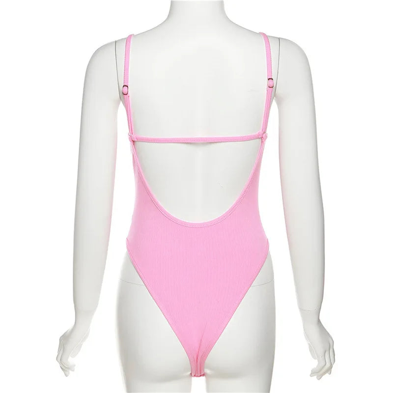 Women’s Solid Backless Corset-Style Sleeveless Bodysuit – Slim Summer One-Piece Lingerie