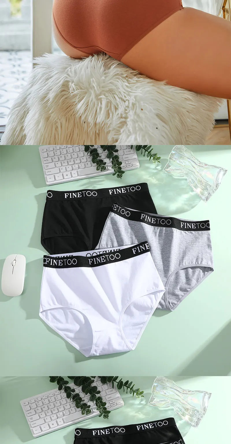 5Pcs/Set Women's Cotton High Waist Briefs Seamless Plus Size Panties Breathable Stretch Underwears Female Soft Lingerie Finetoo