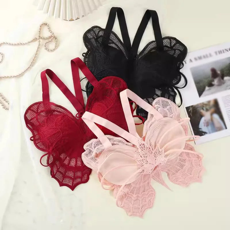 Summer Lace Butterfly Slim Sexy Exposed Navel Padded Camisole TankTop