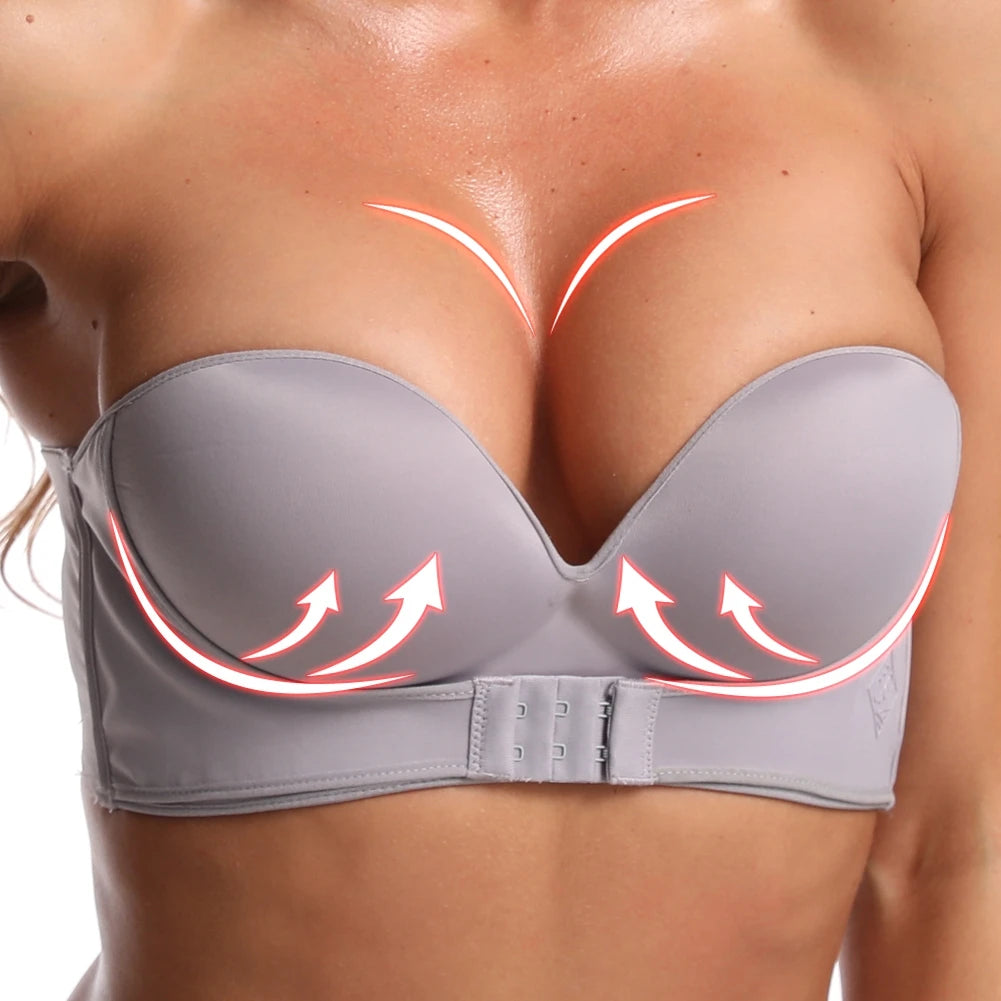 Front Closure Strapless Bra Push Up Bra Women Without Straps Sexy Bralette Backless Bra Pitted bra Female Invisible Underwear