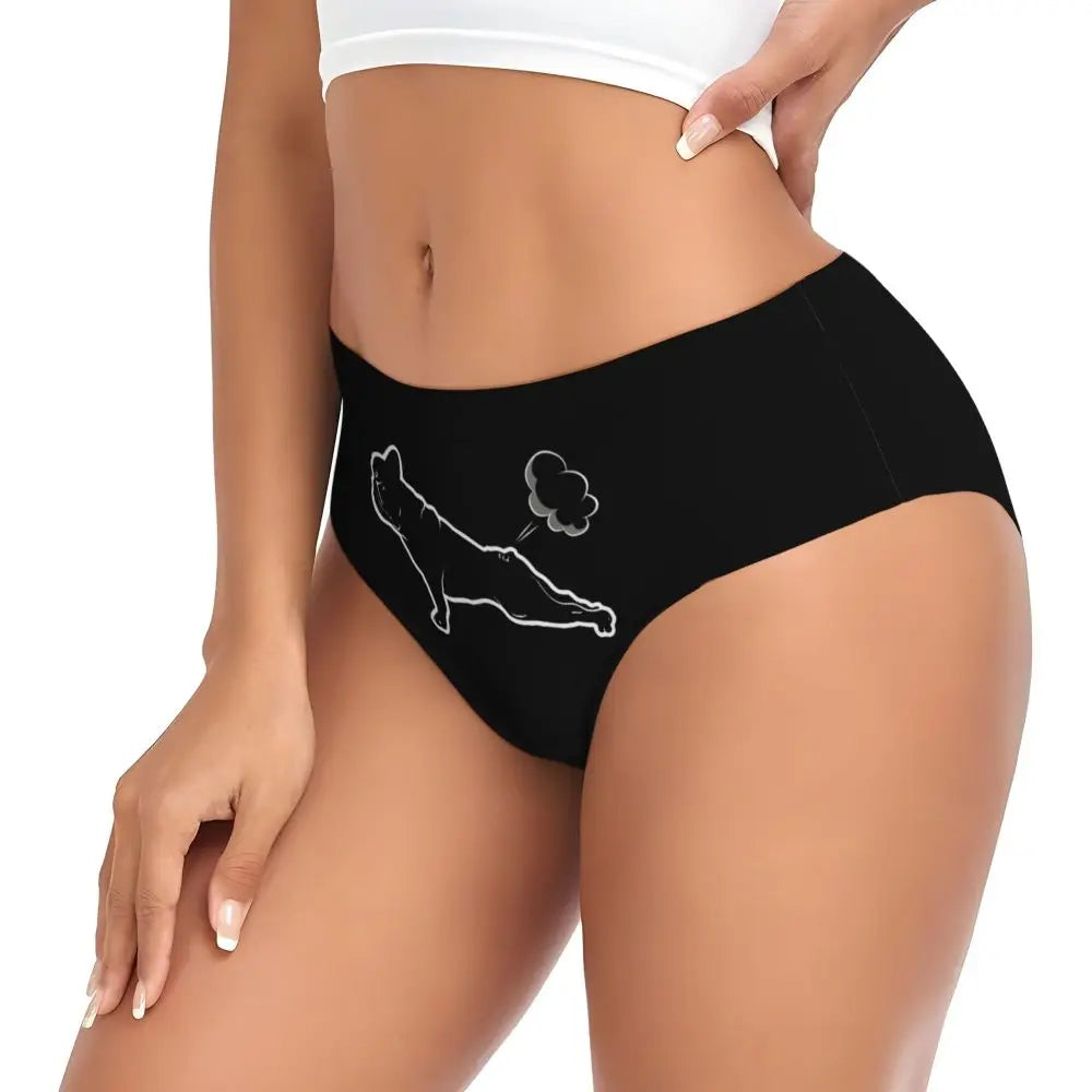 Custom Womens French Bulldog Christmas Santa Claus Brief Panties Female Stretch Underwear Underpants