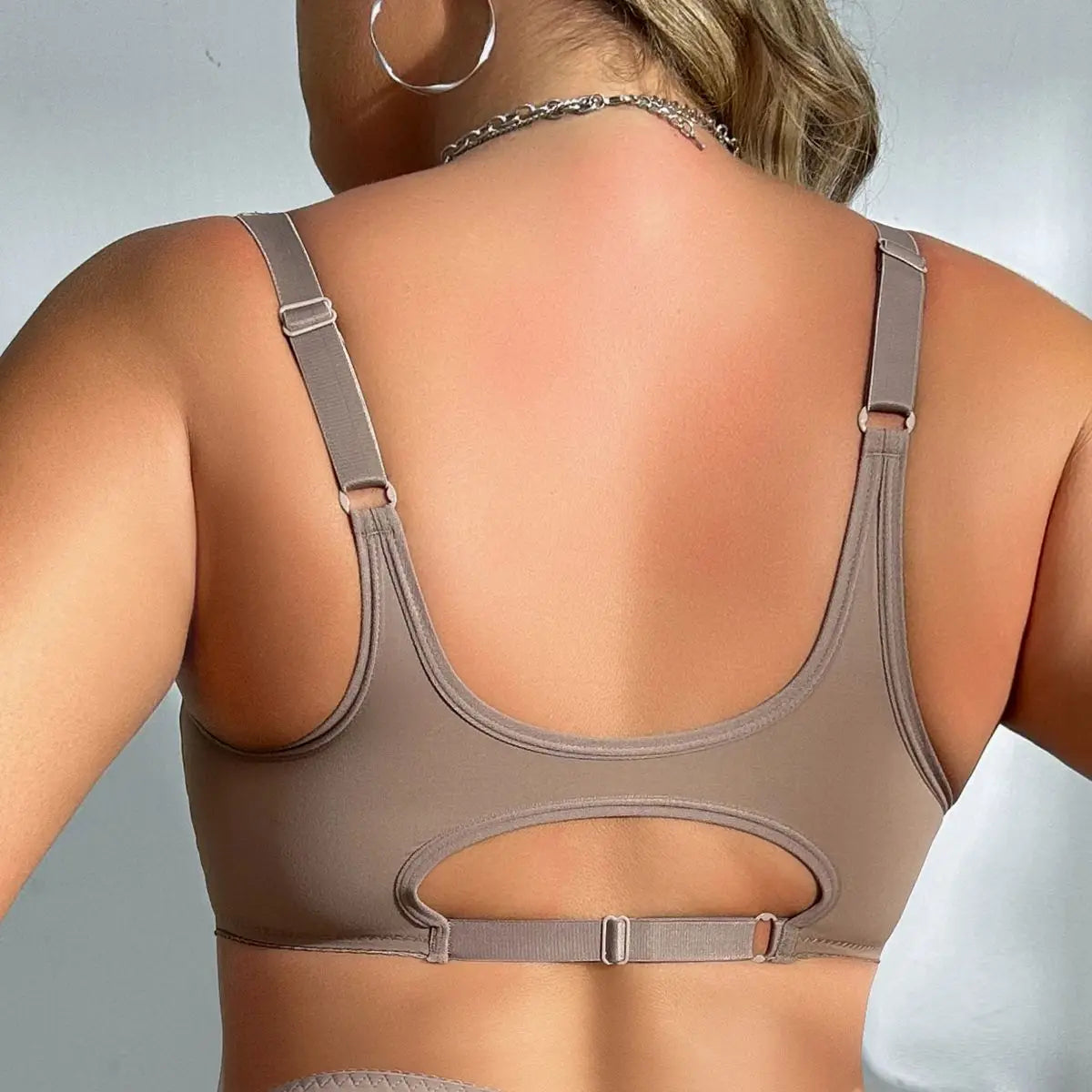 Beauwear Front Closure Bra for Women Plus Size Full Cup Bras Wirefree Underwear Solid Color Simple Lingerie-2025