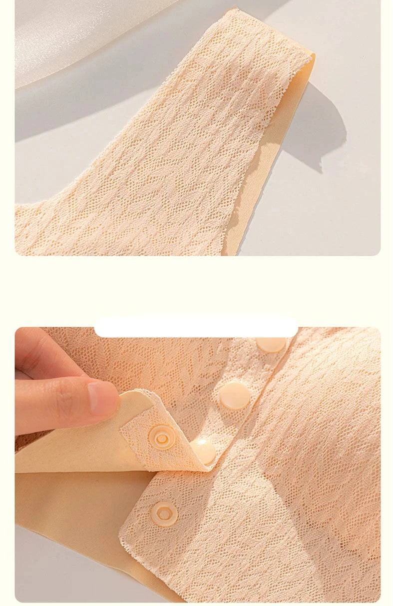 Women's Sexy Front Button Lace Bra Adjustable Thin Strap Vest Style Big Breasts Show Little Fitting Underwear