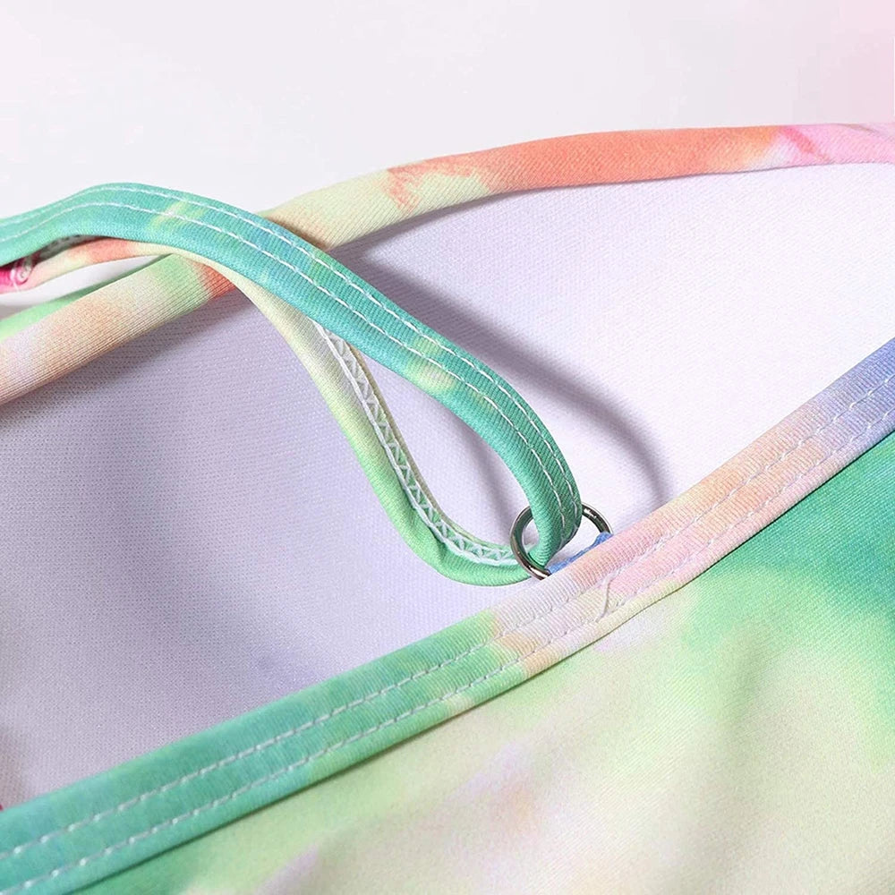 Hot 12 Colors Women Slim Bikini Sets High Waisted Sexy Swimwear 2 Pieces 2025 Solid/Floral Ruched Brazilian Swimsuit Cross Front