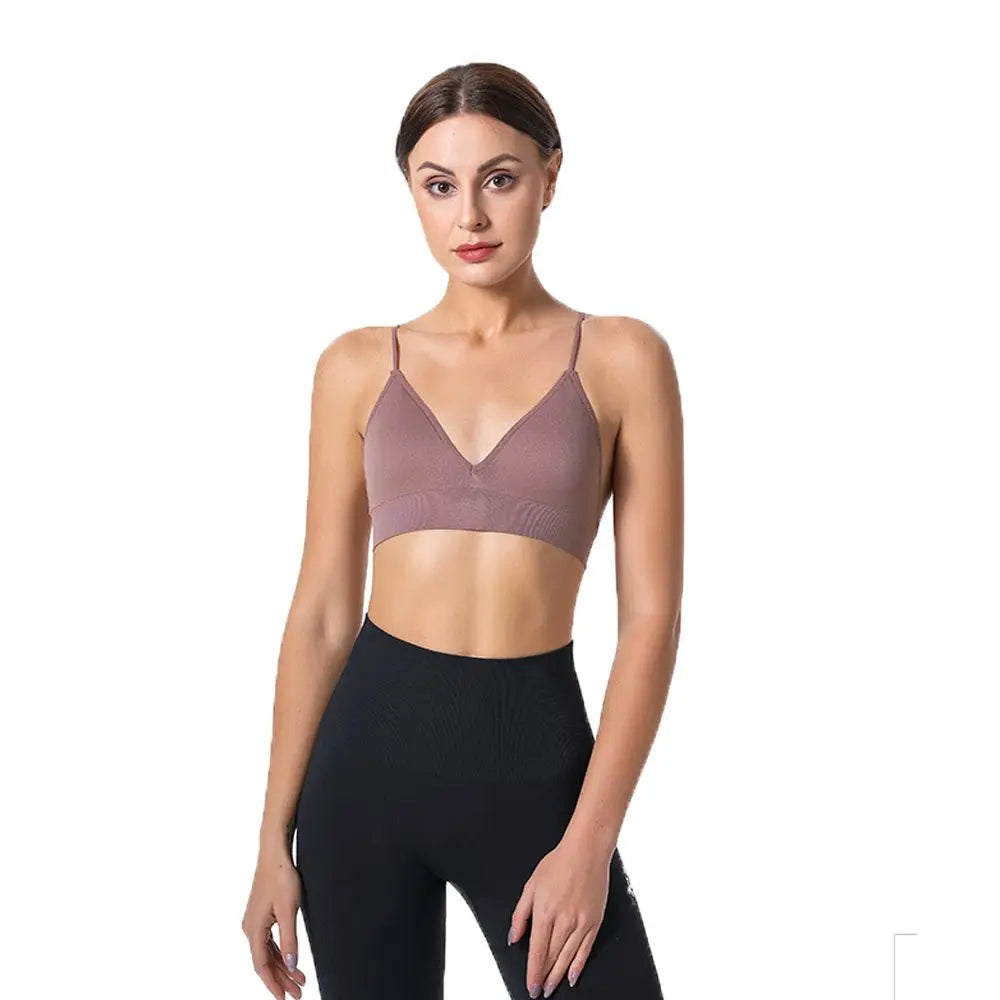Thin Boneless Push Up Seamless Deep V  Bralettes Women Crop Top Fitness Yoga Top Sports Bra