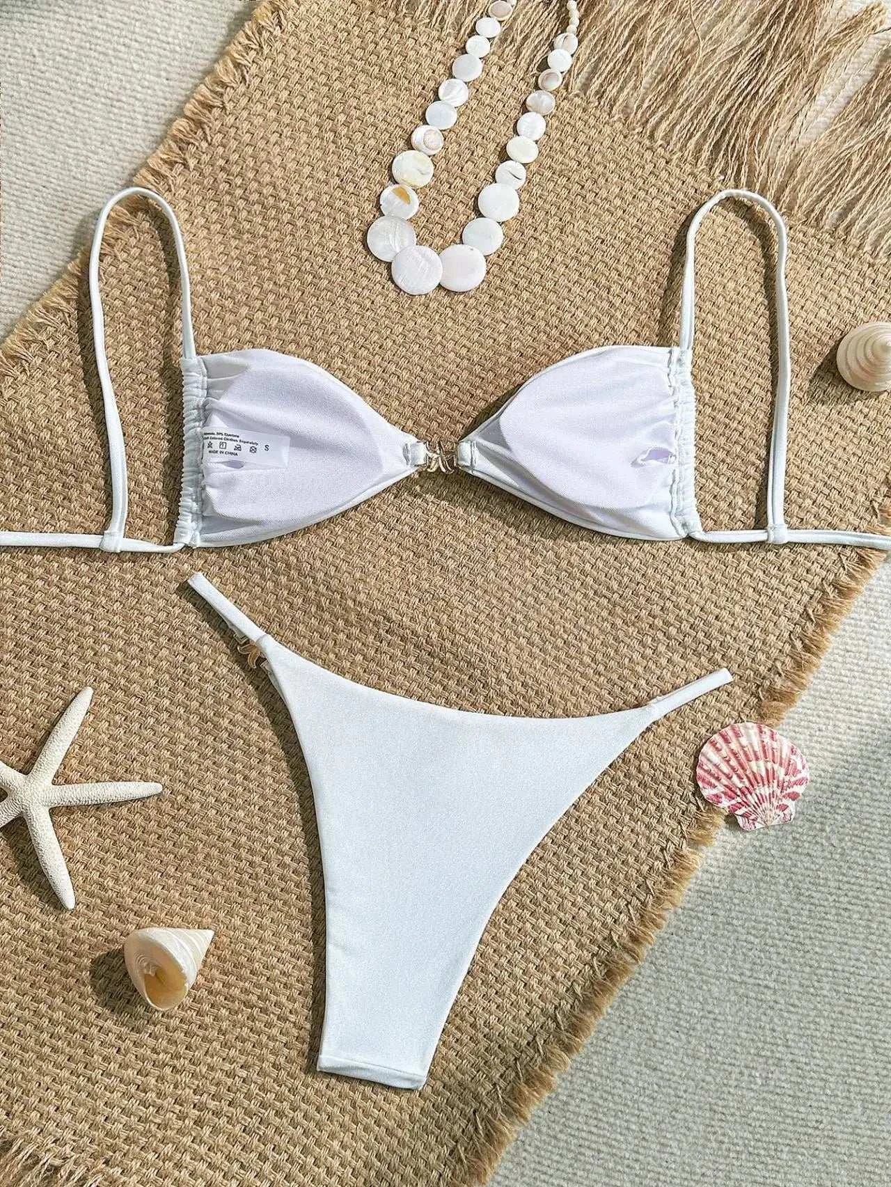 Sexy Triangle Mini Bikini Set Micro Thongs Solid Swimsuit Women Bathing Suit Biquini Bandage Beachwear Swimwear Thong Bikini