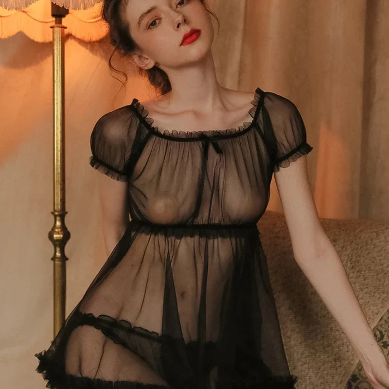 Sweet Sexy And Cute Lingerie Pajamas See-through Provocative Transparent Nightdress Free From Temptation Passion Suit