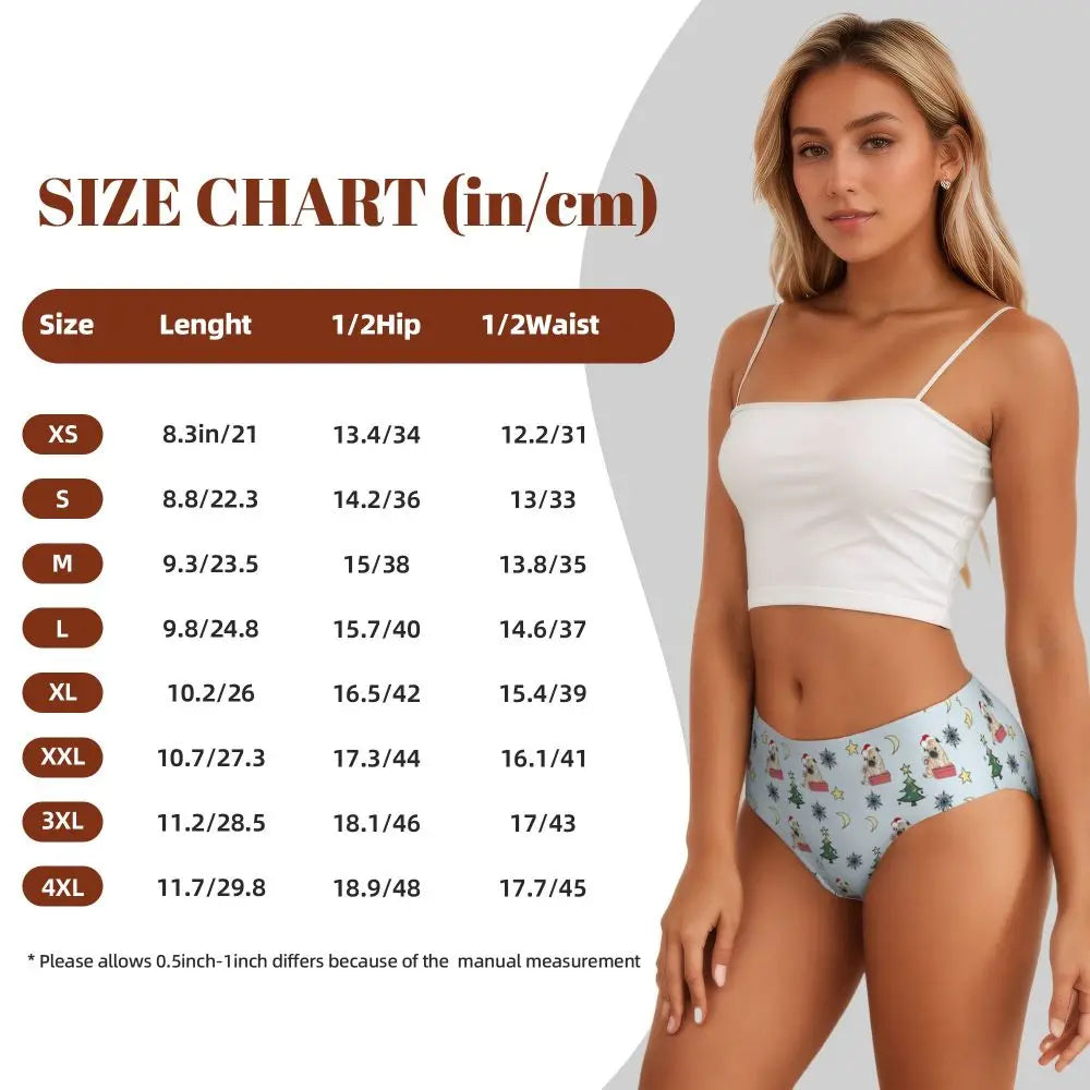Custom Womens French Bulldog Christmas Santa Claus Brief Panties Female Stretch Underwear Underpants
